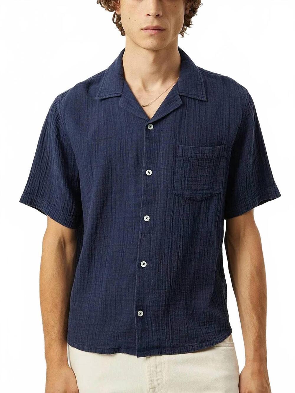 NEW CORRIDOR double cloth short sleeve shirt in navy